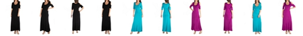 24seven Comfort Apparel Half Sleeve Open Shoulder Maxi Dress